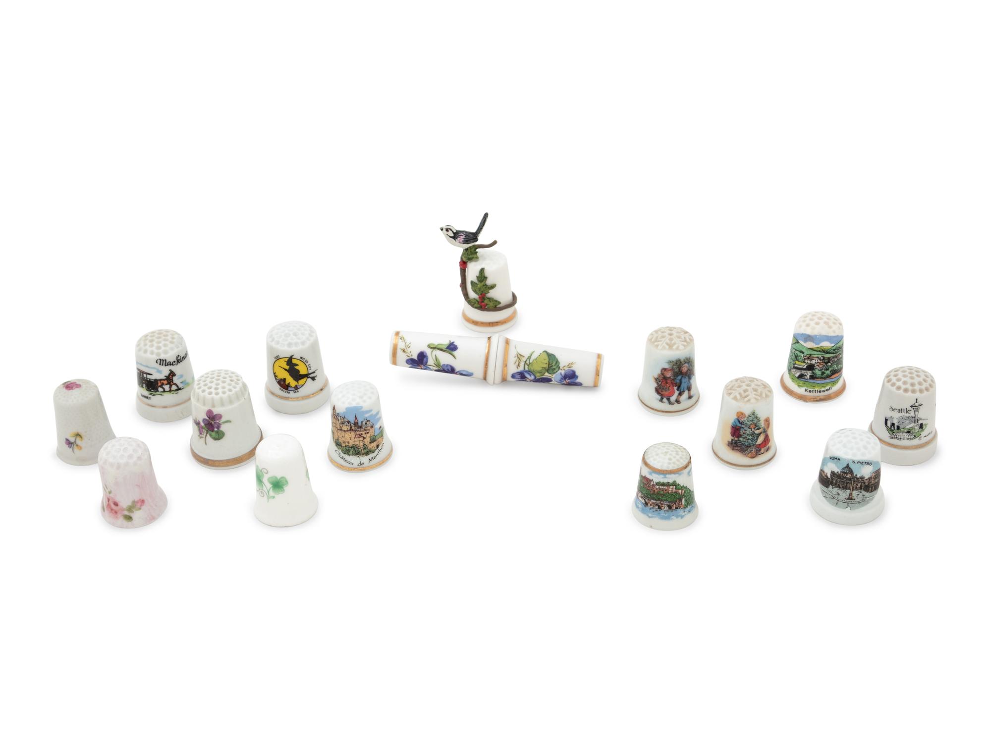 Sixteen Porcelain Thimbles