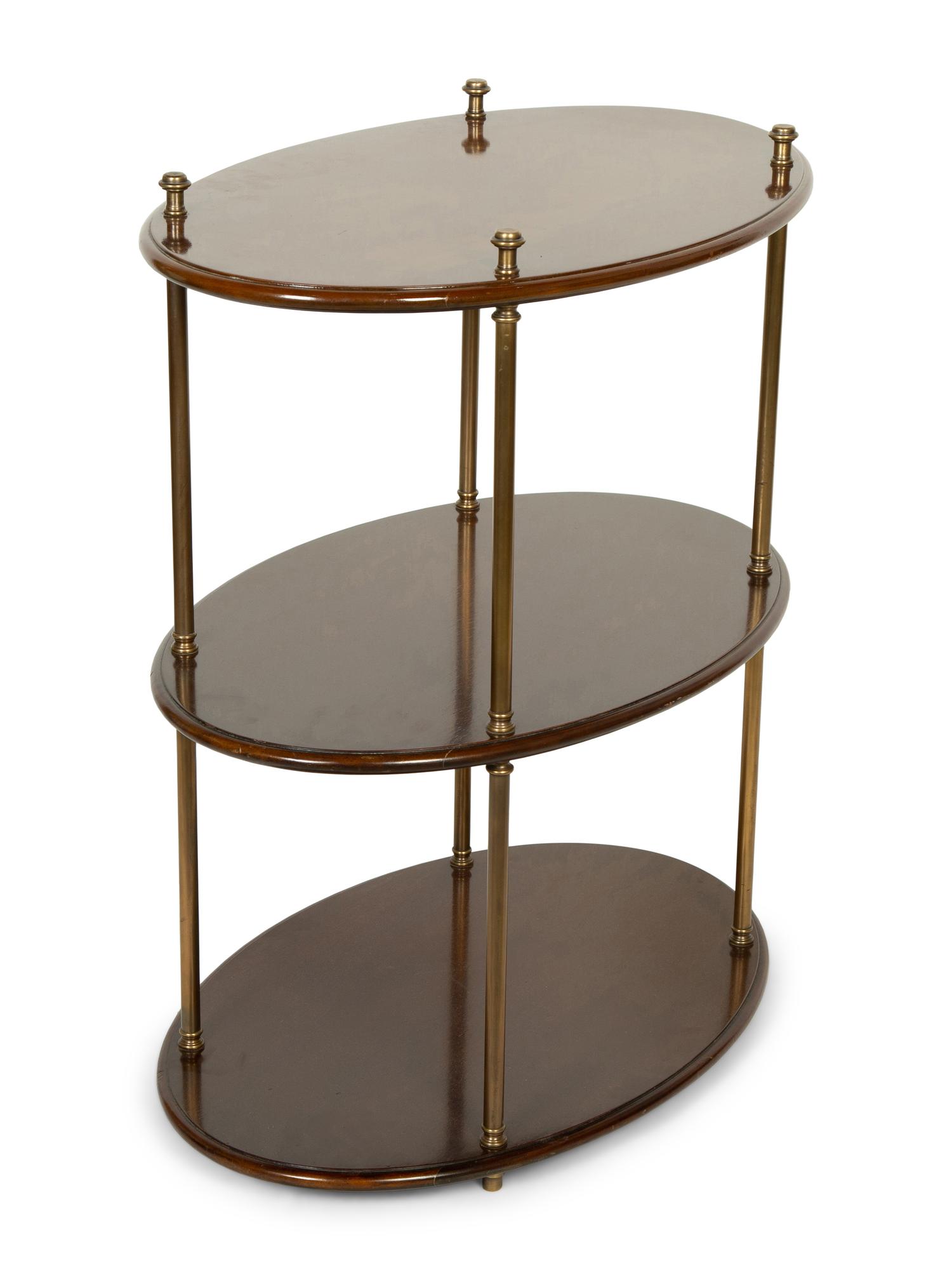 An English Brass and Mahogany Three-Tier Étagère