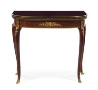 A French Gilt Bronze Mounted Kingwood and Parquetry Games Table Height 30 1/2 x width 33 1/8 x depth 16 1/4 inches. — LATE 19TH CENTURY