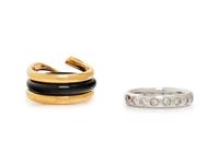 CONVERTIBLE BICOLOR GOLD, DIAMOND AND ONYX RING