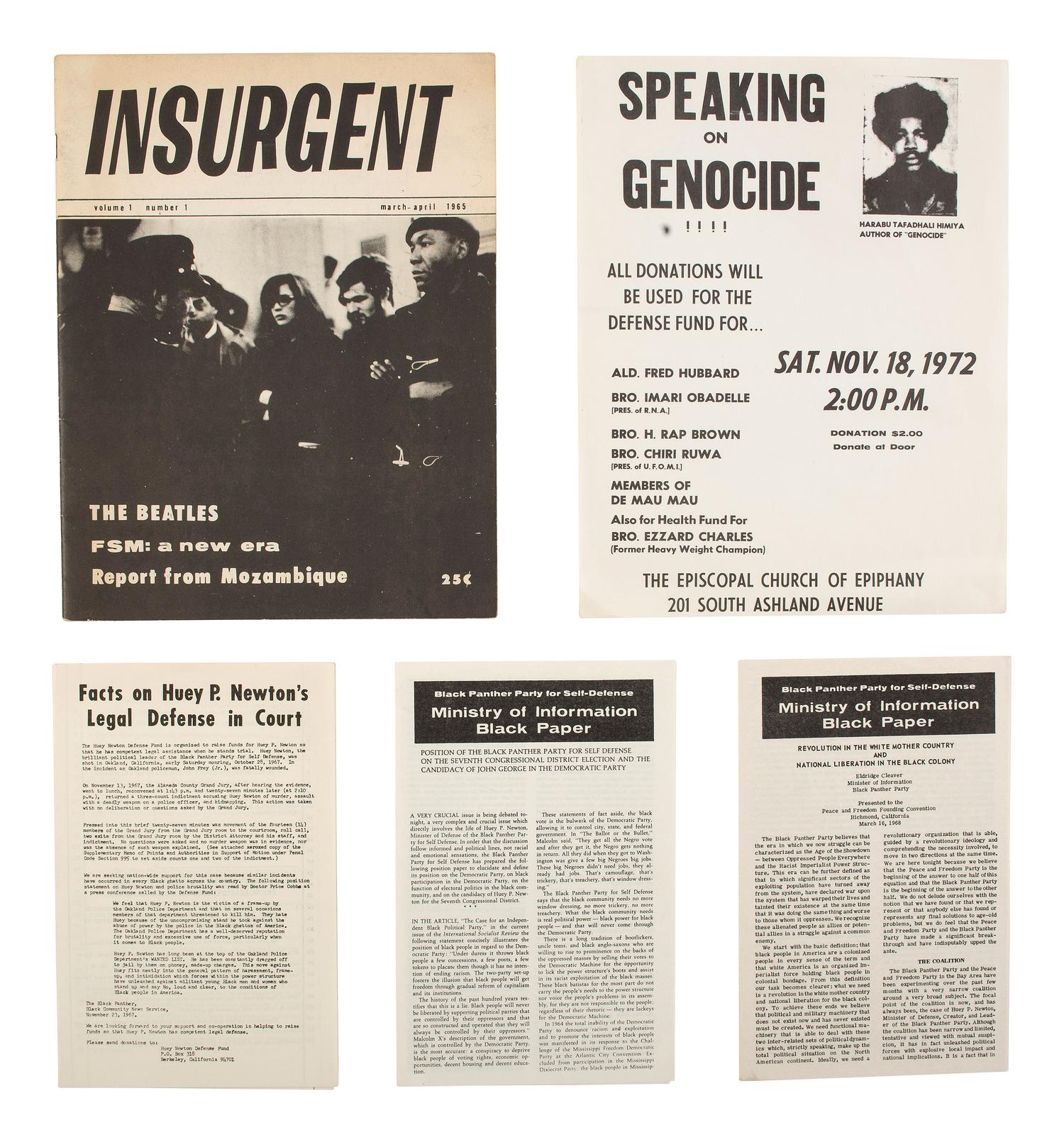 [CIVIL RIGHTS]. A group of 9 pamphlets, circulars, and flyers involving Black activists, incl. Black Panther Party members.