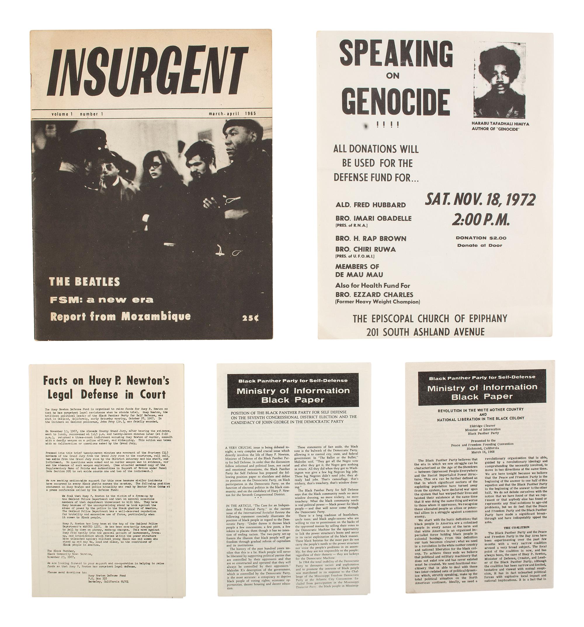 [CIVIL RIGHTS]. A group of 9 pamphlets, circulars, and flyers involving Black activists, incl. Black Panther Party members.