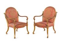 A Pair of Italian Style Giltwood Armchairs