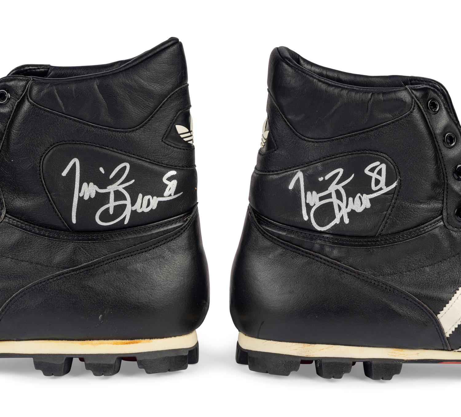 A Pair of Tim Brown Game Issued Adidas Notre Dame Football Cleats,