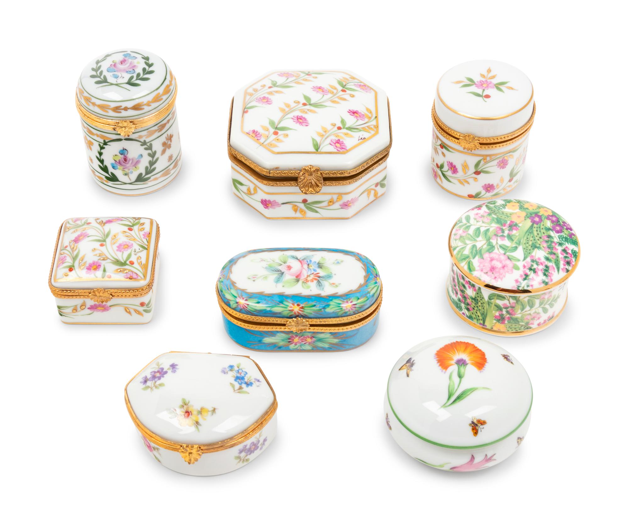 A Collection of Glass, Enameled Metal and Porcelain Small Boxes
