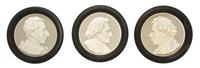 A Collection of Six Continental Ceramic Roundels, Diameter 7 5/8 inches.