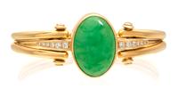 A Yellow Gold, Jadeite and Diamond Bracelet, 26.20 dwts.
