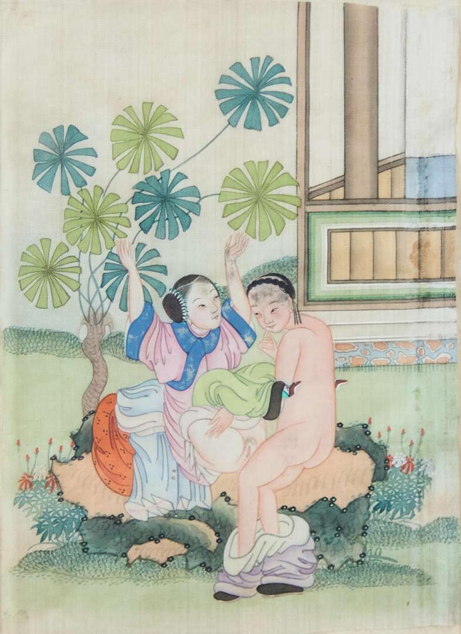 A set of twelve Chinese erotic album leaves, late Qing dynasty to Republic period 春宮圖一組十二幅 晚清至民國