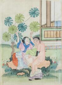 A set of twelve Chinese erotic album leaves, late Qing dynasty to Republic period 春宮圖一組十二幅 晚清至民國