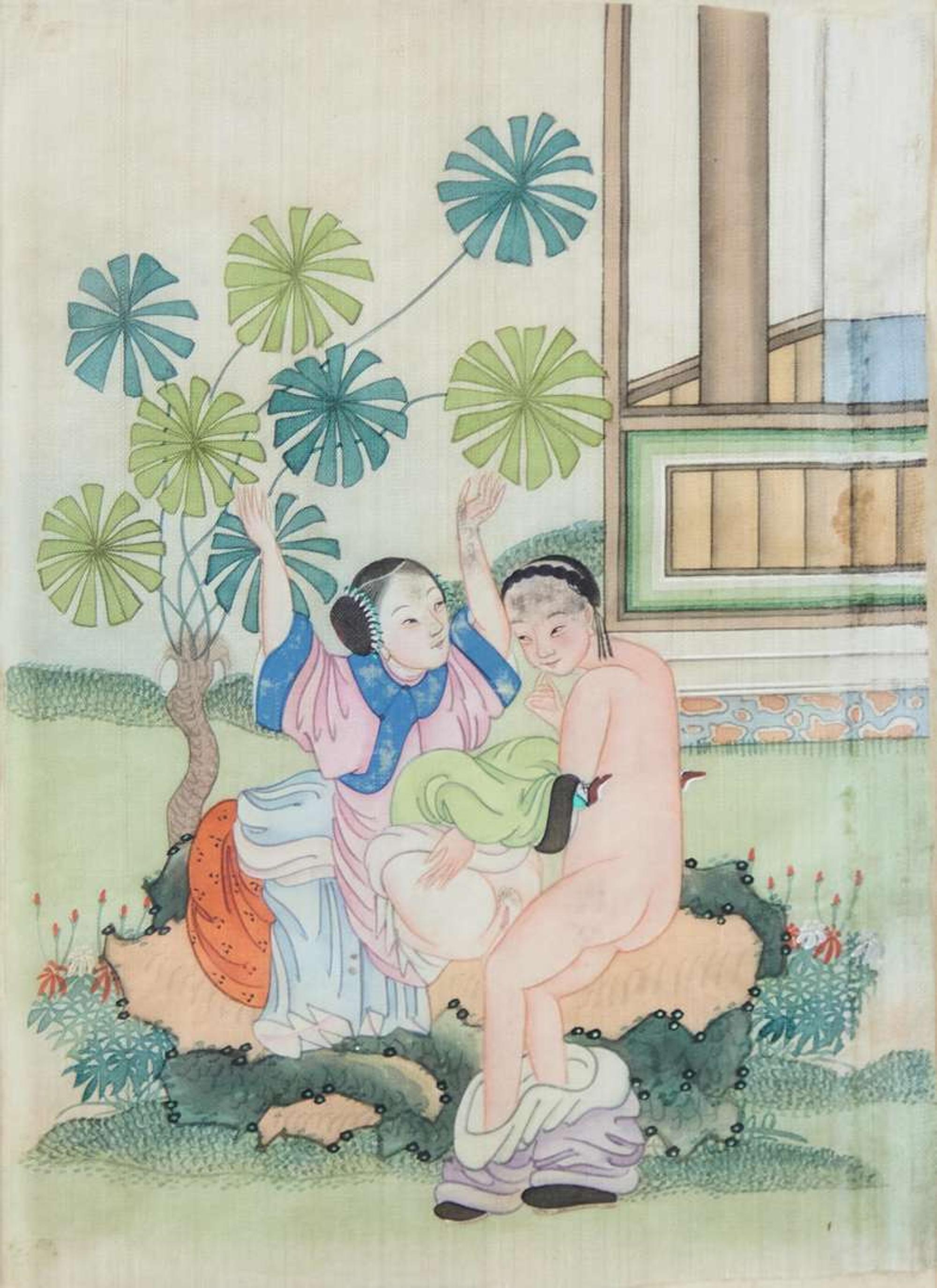 A set of twelve Chinese erotic album leaves, late Qing dynasty to Republic period 春宮圖一組十二幅 晚清至民國