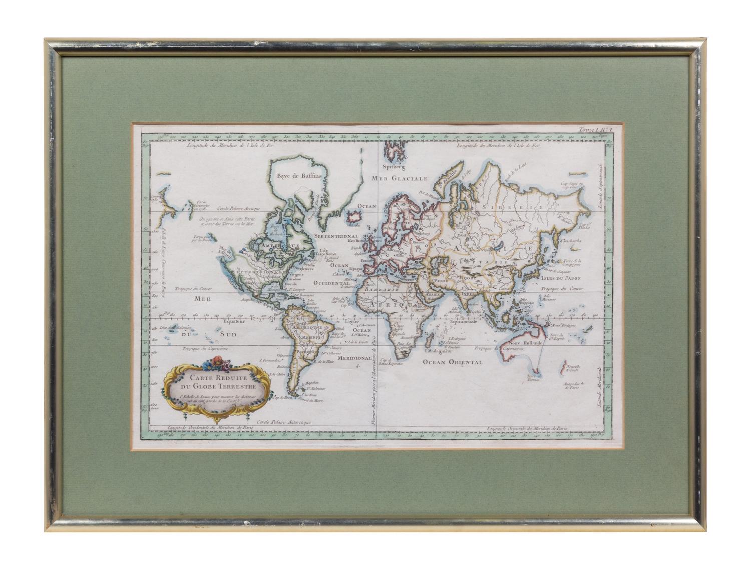 [Jacques Nicolas Bellin (1703-1772)]. Carte Reduite Du Globe Terrestre. N.p; n.p, ca 1764.