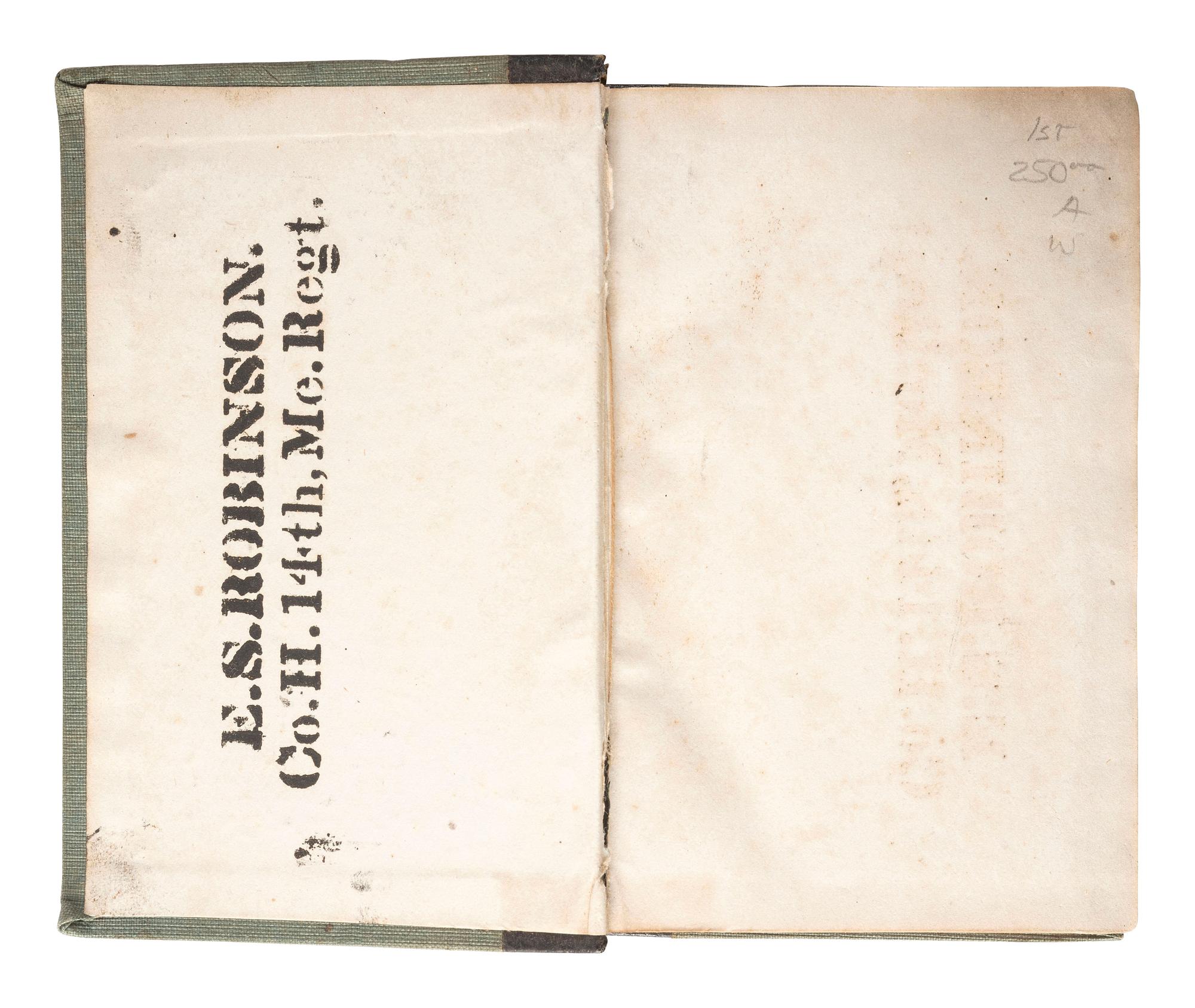 [CIVIL WAR]. HARDEE, William J. (1815-1873). Rifle and Light Infantry Tactics . Vol. II. Identified to E.S. Robinson, Co. H, 14th Maine Regiment.