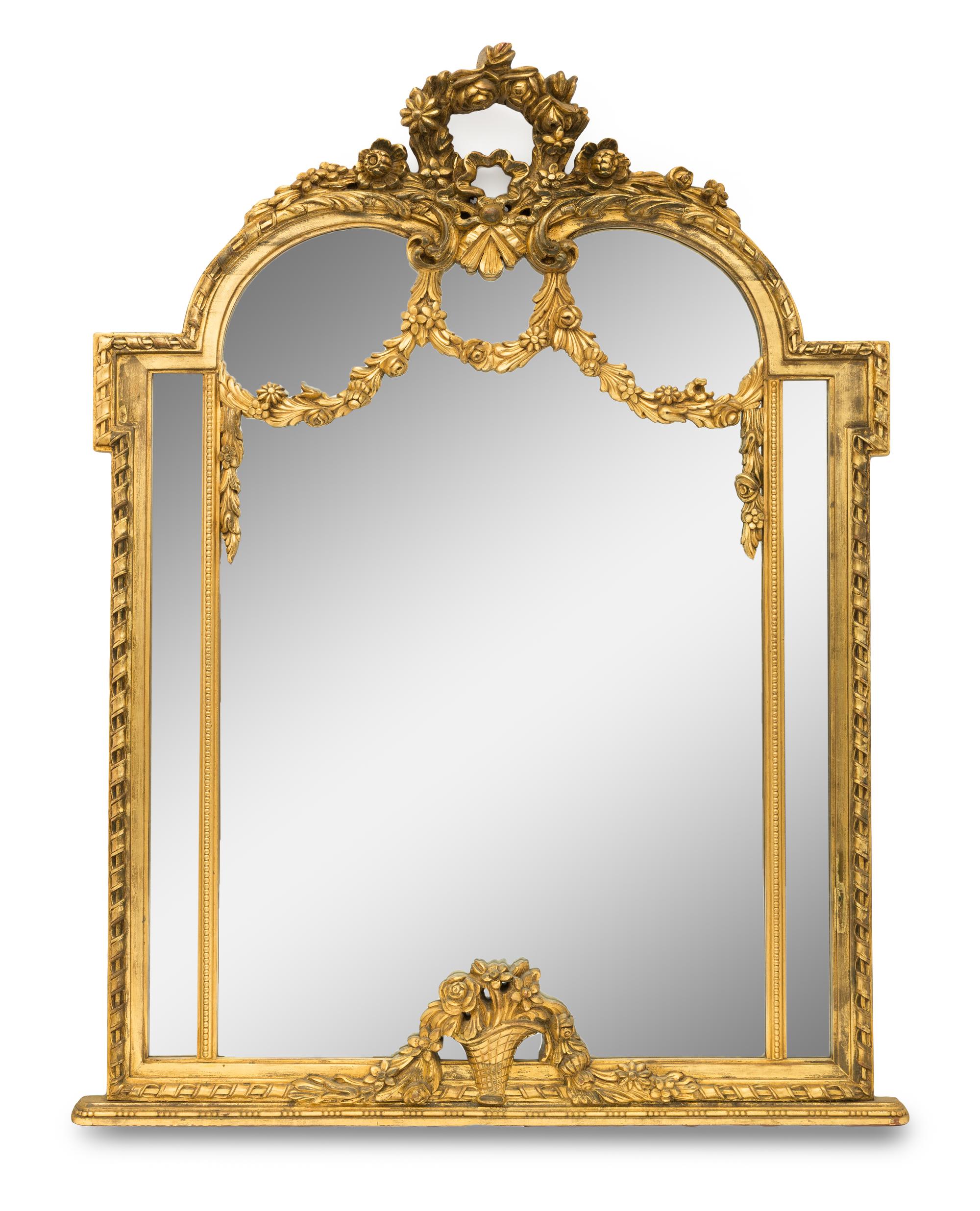 A Large Rococo Style Giltwood Mirror