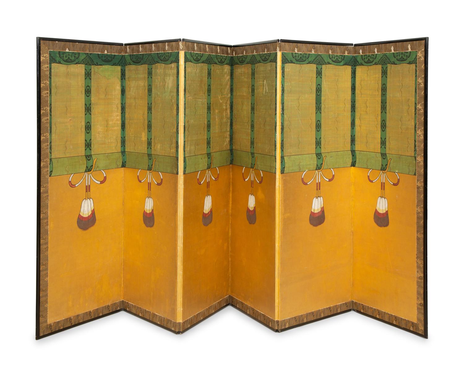A Japanese Six Panel Floor Screen