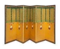 A Japanese Six Panel Floor Screen