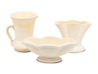 Three English White-Glazed Pottery Table Articles