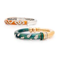 La Nouvelle Bague, Two Diamond and Enamel Bangle Bracelets