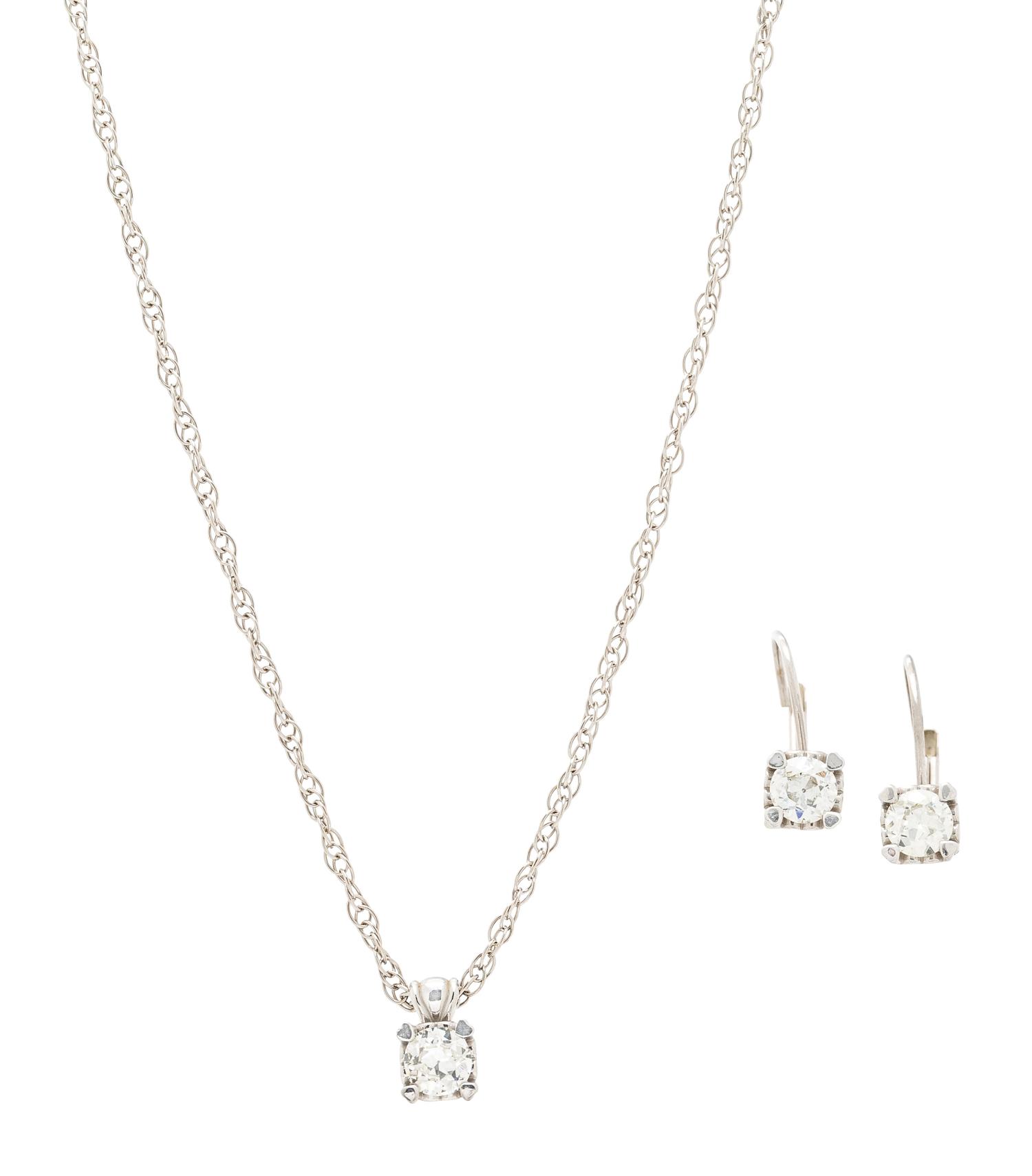 DIAMOND PENDANT NECKLACE AND EARRINGS