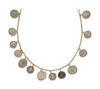 YELLOW GOLD AND SILVER COIN NECKLACE
