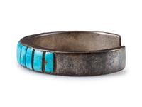 Navajo Silver and Turquoise Chanel Inlay Cuff Bracelet