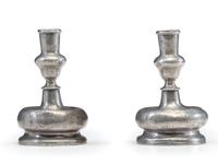 A Pair of Portuguese Pewter Tapersticks, 17th Century