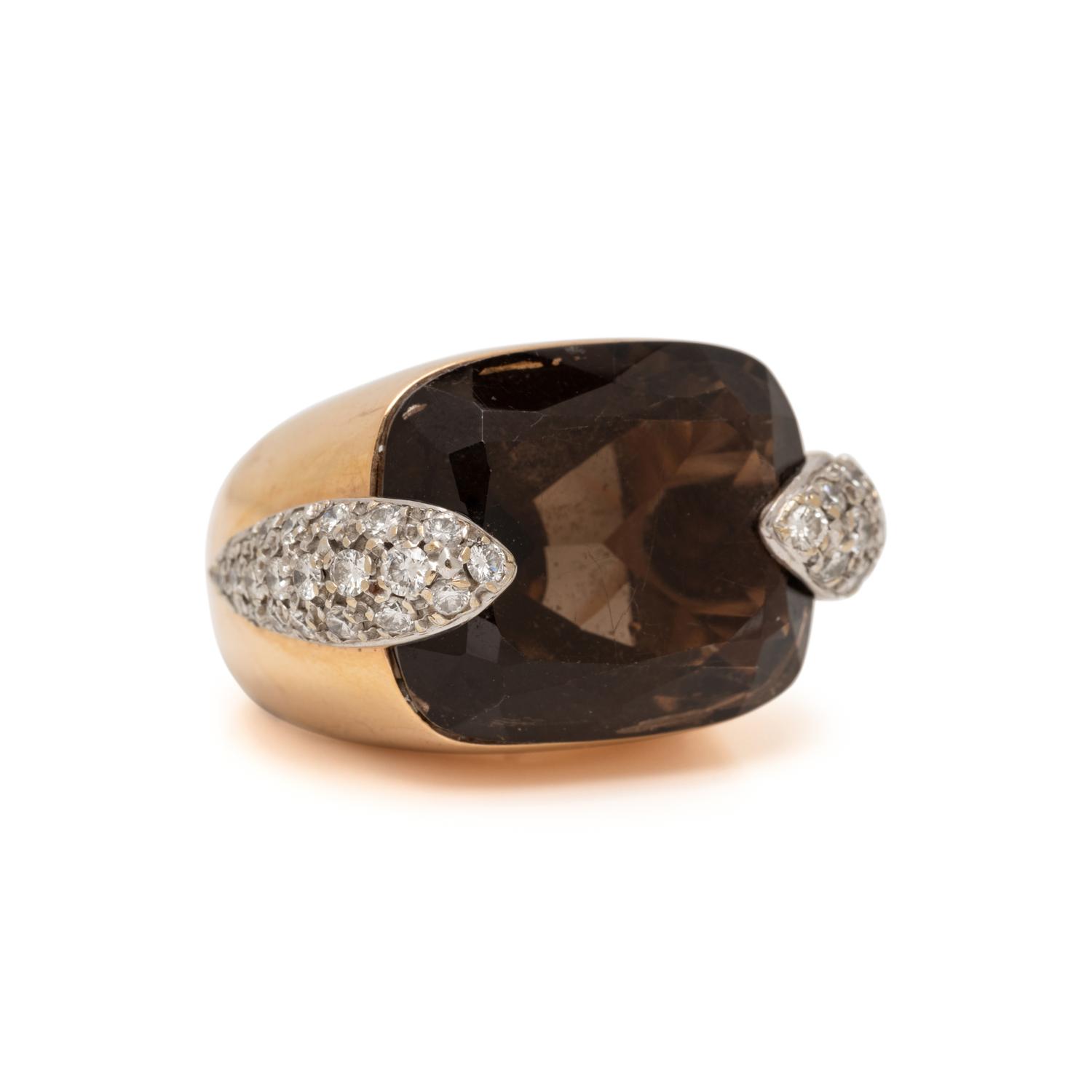SMOKEY QUARTZ AND DIAMOND RING