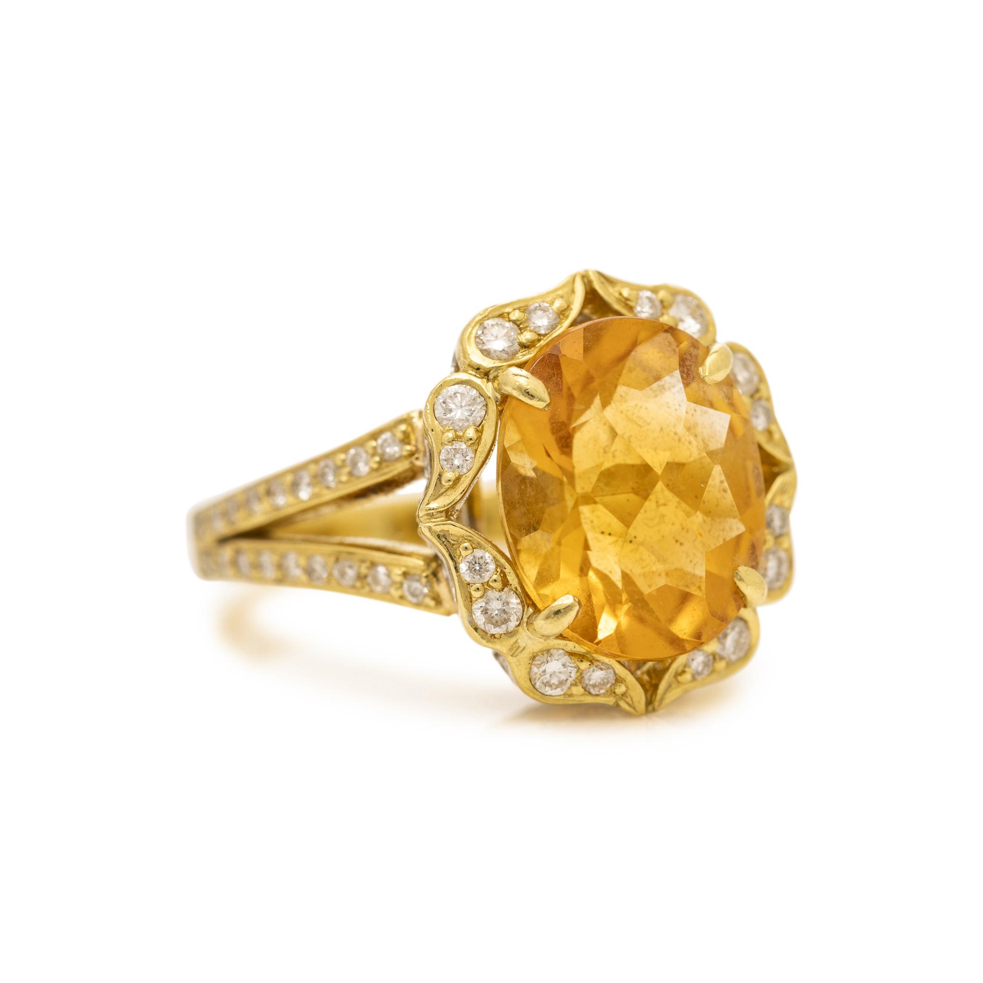 CHARLES KRYPELL, YELLOW GOLD, CITRINE AND DIAMOND RING