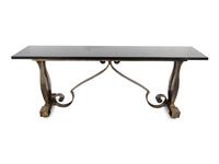 A Black Marble Top Steel Console Table — 20TH CENTURY