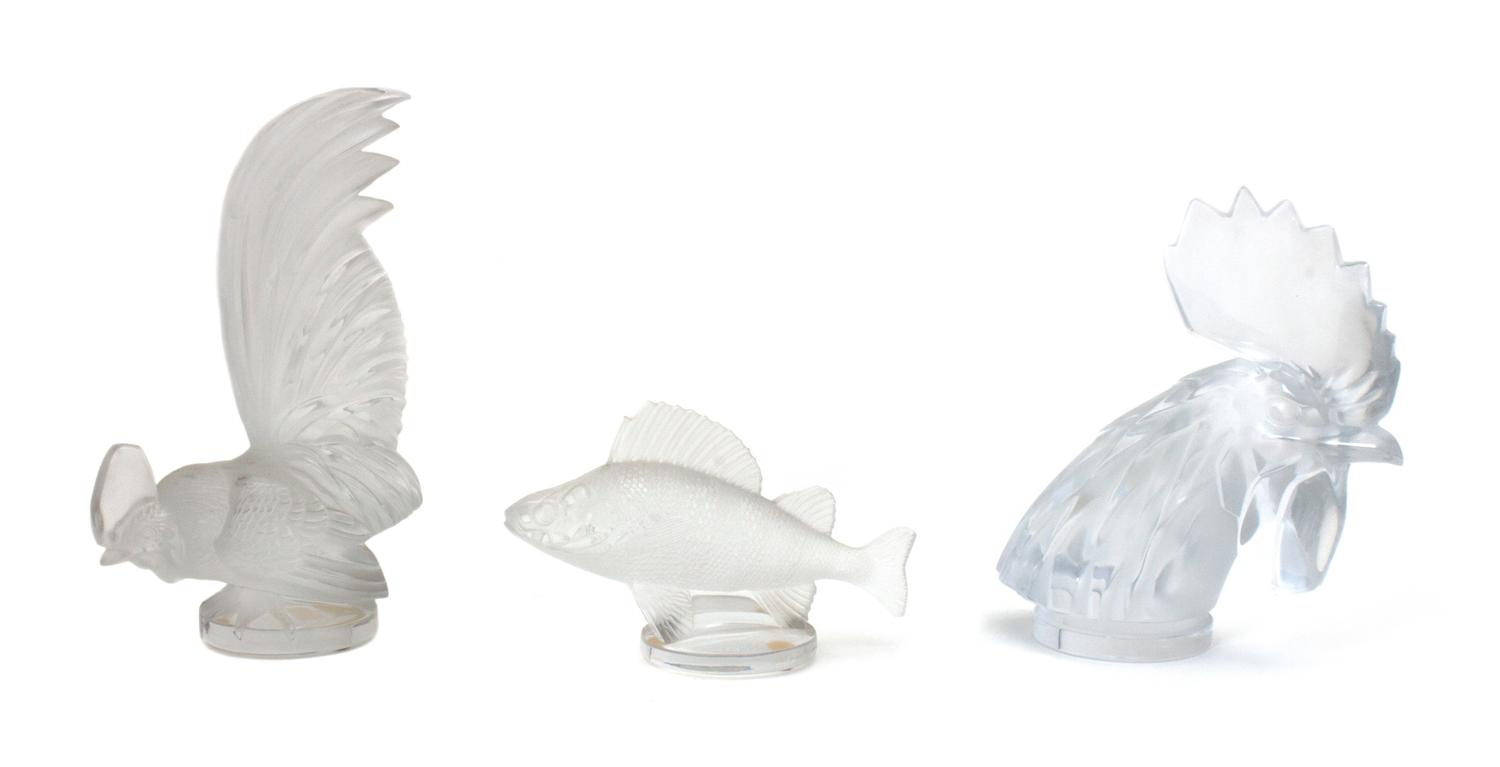 Three Cut Crystal Animalier Figures Height of tallest 8 inches. — LALIQUE