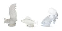 Three Cut Crystal Animalier Figures Height of tallest 8 inches. — LALIQUE