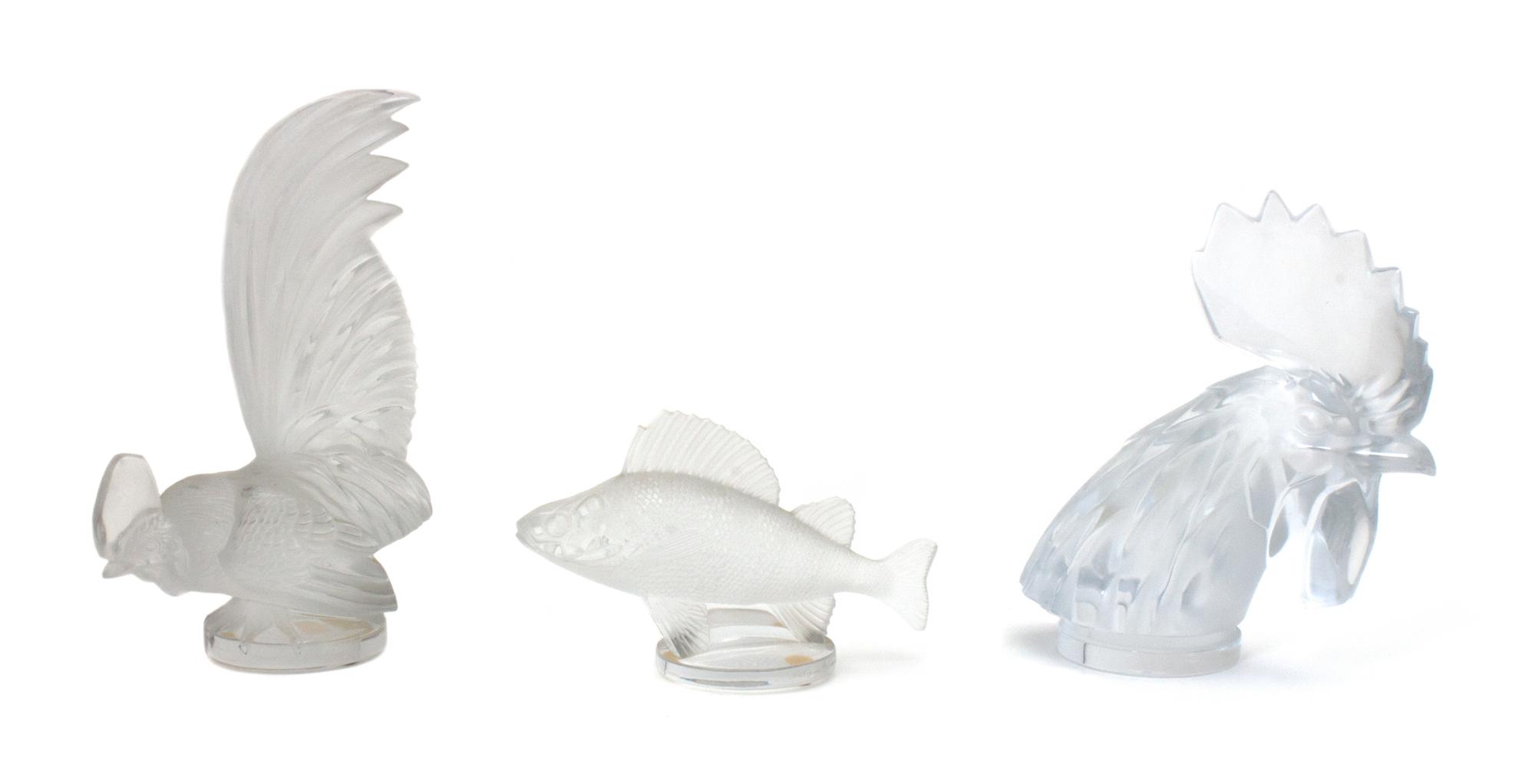 Three Cut Crystal Animalier Figures Height of tallest 8 inches. — LALIQUE