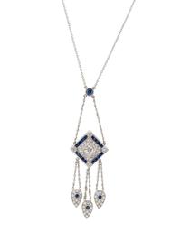 WHITE GOLD, DIAMOND AND SAPPHIRE NECKLACE