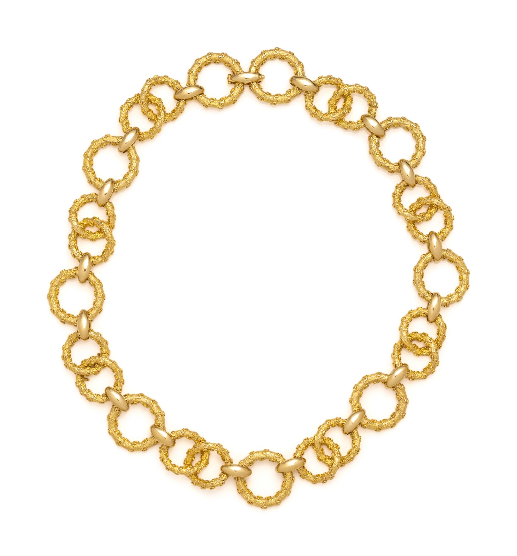 HAMMERMAN BROTHERS, YELLOW GOLD, DIAMOND AND EMERALD CONVERTIBLE NECKLACE