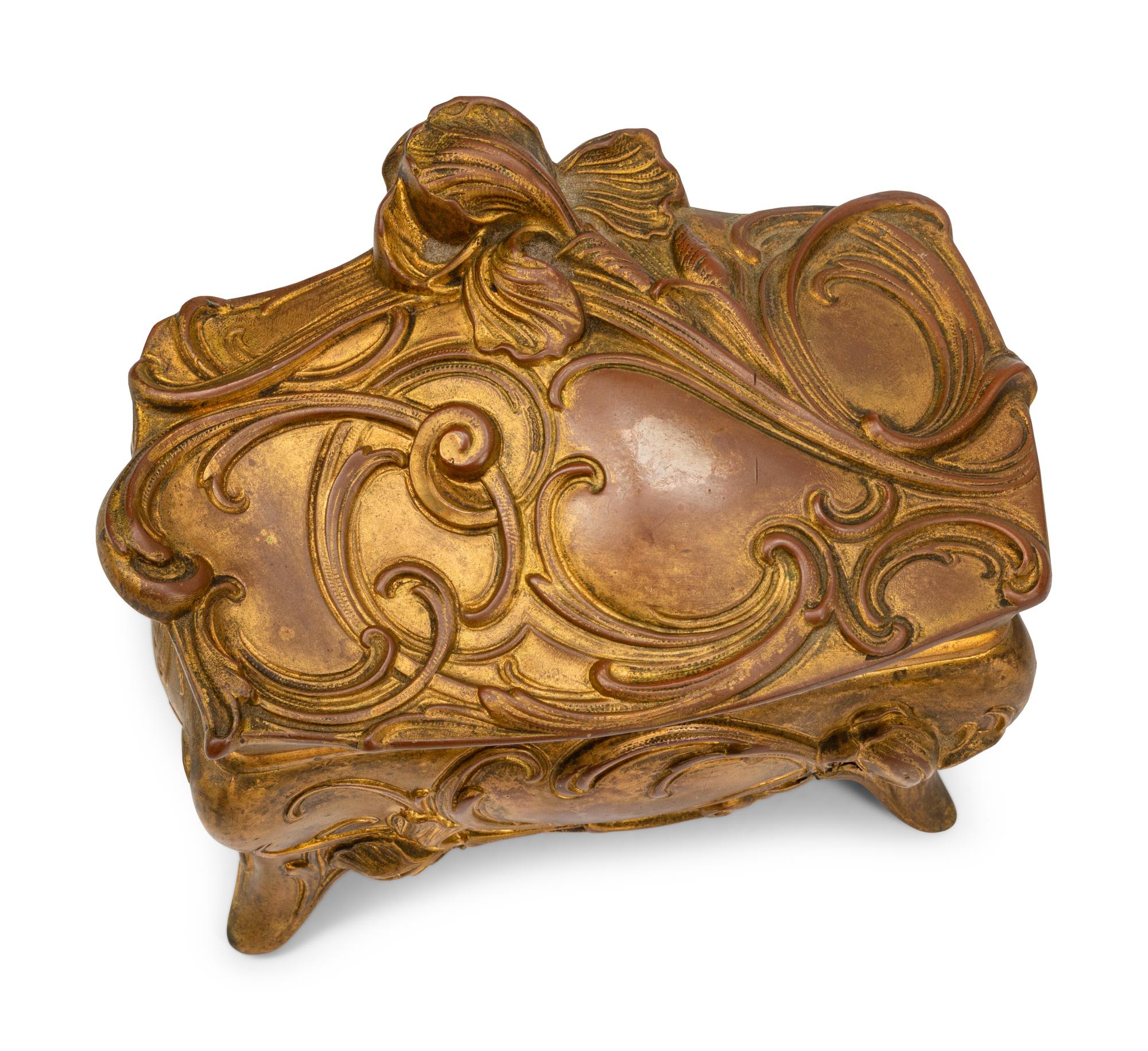 Eight French Gilt Metal Boxes