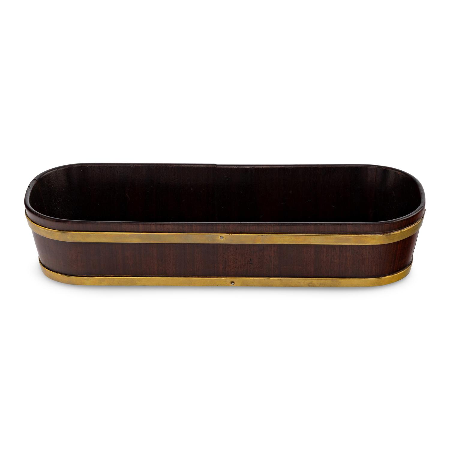 A George III Brass-Banded Mahogany Table-Top Jardiniere