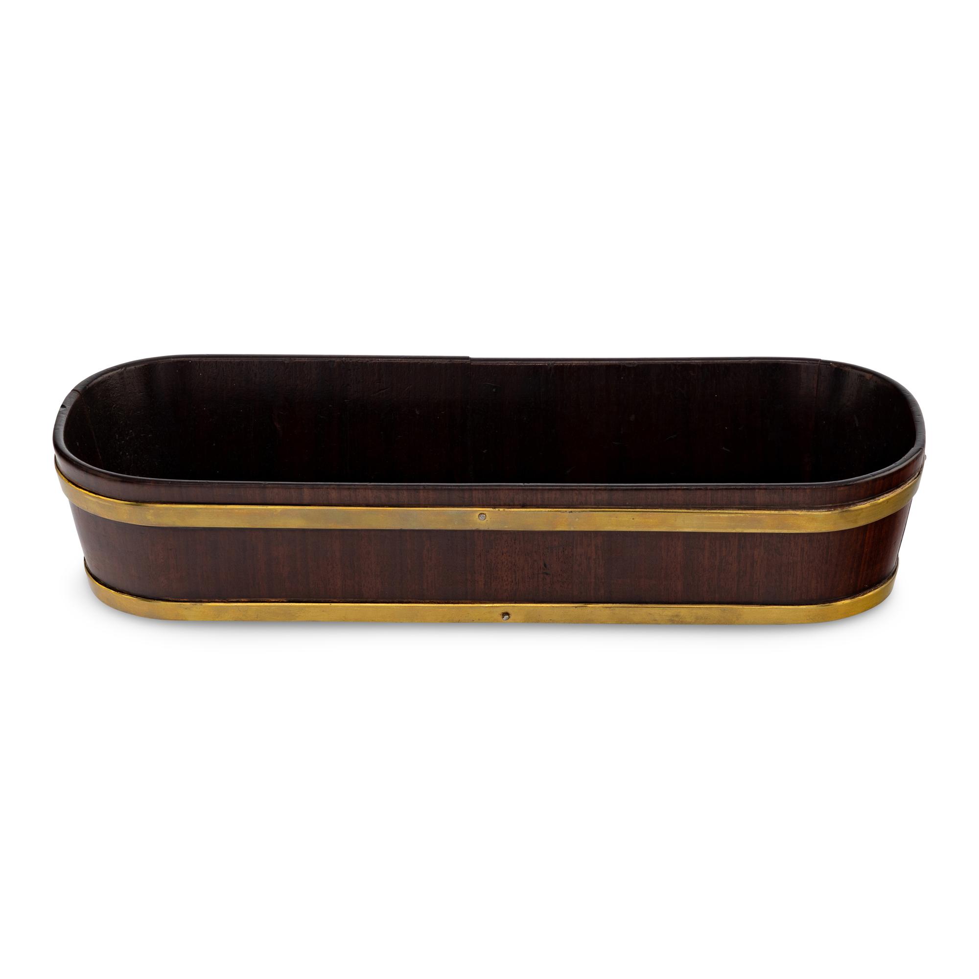 A George III Brass-Banded Mahogany Table-Top Jardiniere