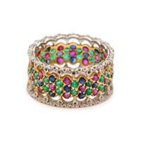 BUCCELLATI, BICOLOR GOLD, EMERALD, SAPPHIRE, AND RUBY BAND