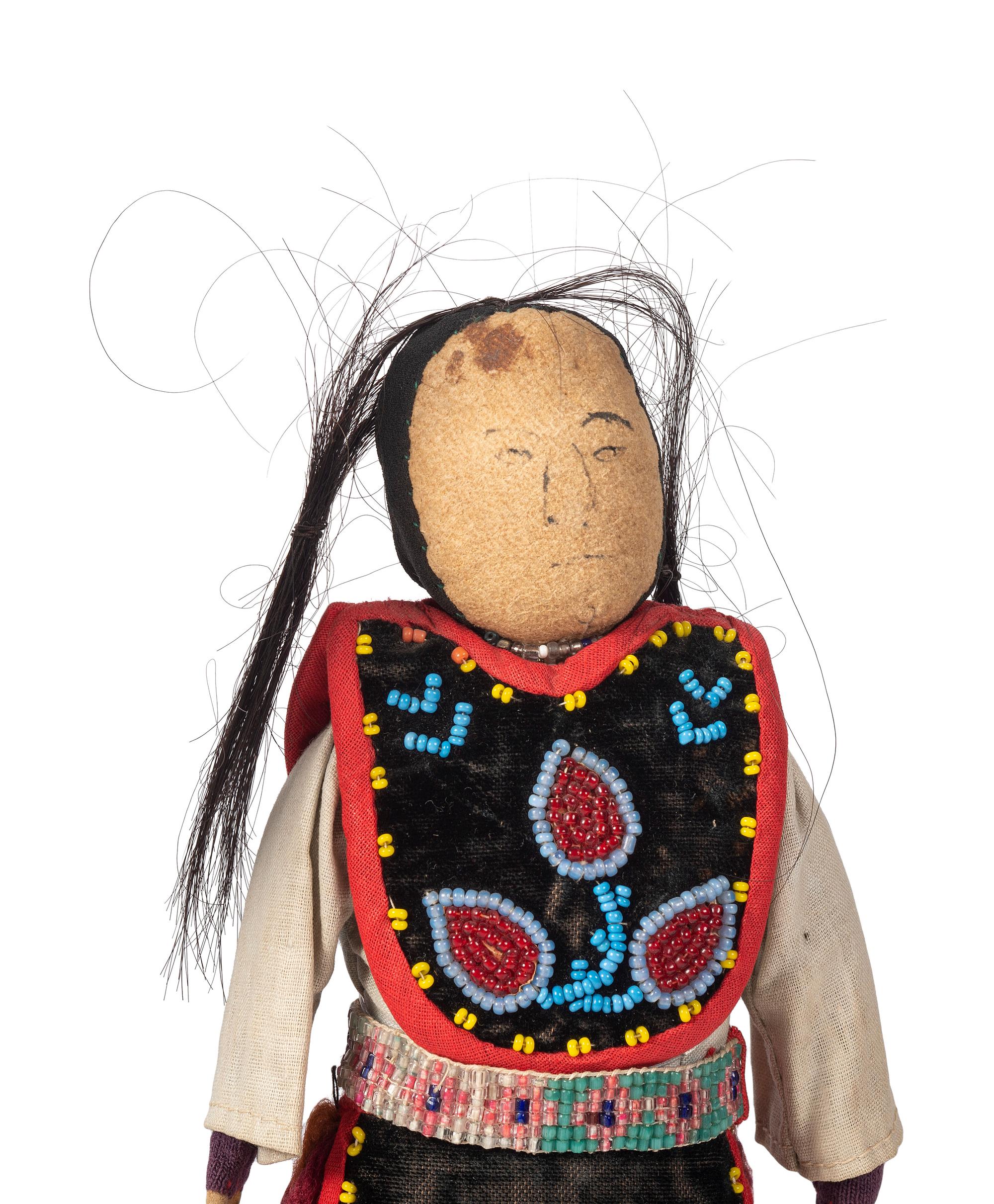 Haudenosaunee Corn Husk Female Doll AND Anishinaabe Beaded Doll