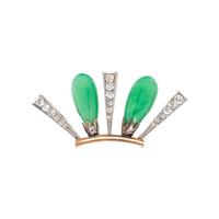 JADE AND DIAMOND BROOCH