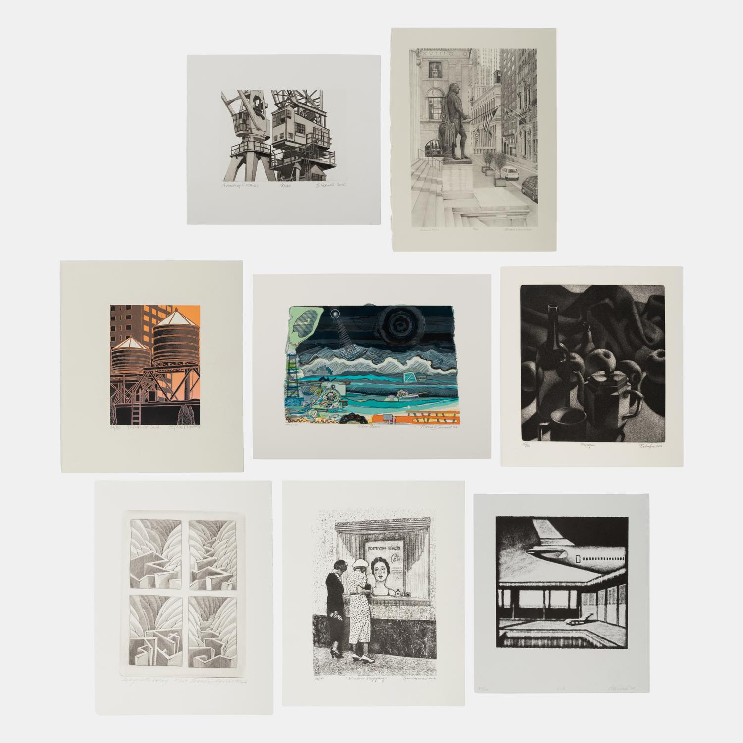 Collection of eight prints from the Print Club of Albany