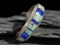 Sterling Silver and Cobblestone Inlay Cuff Bracelet
