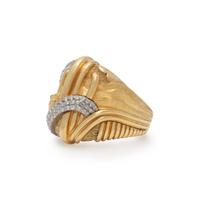 HENRY DUNAY, YELLOW GOLD, PLATINUM, AND DIAMOND RING