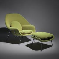 Eero Saarinen (Finnish-American, 1910–1961) — Womb Chair and Ottoman, 1946 / c. 1970 for Knoll International, USA