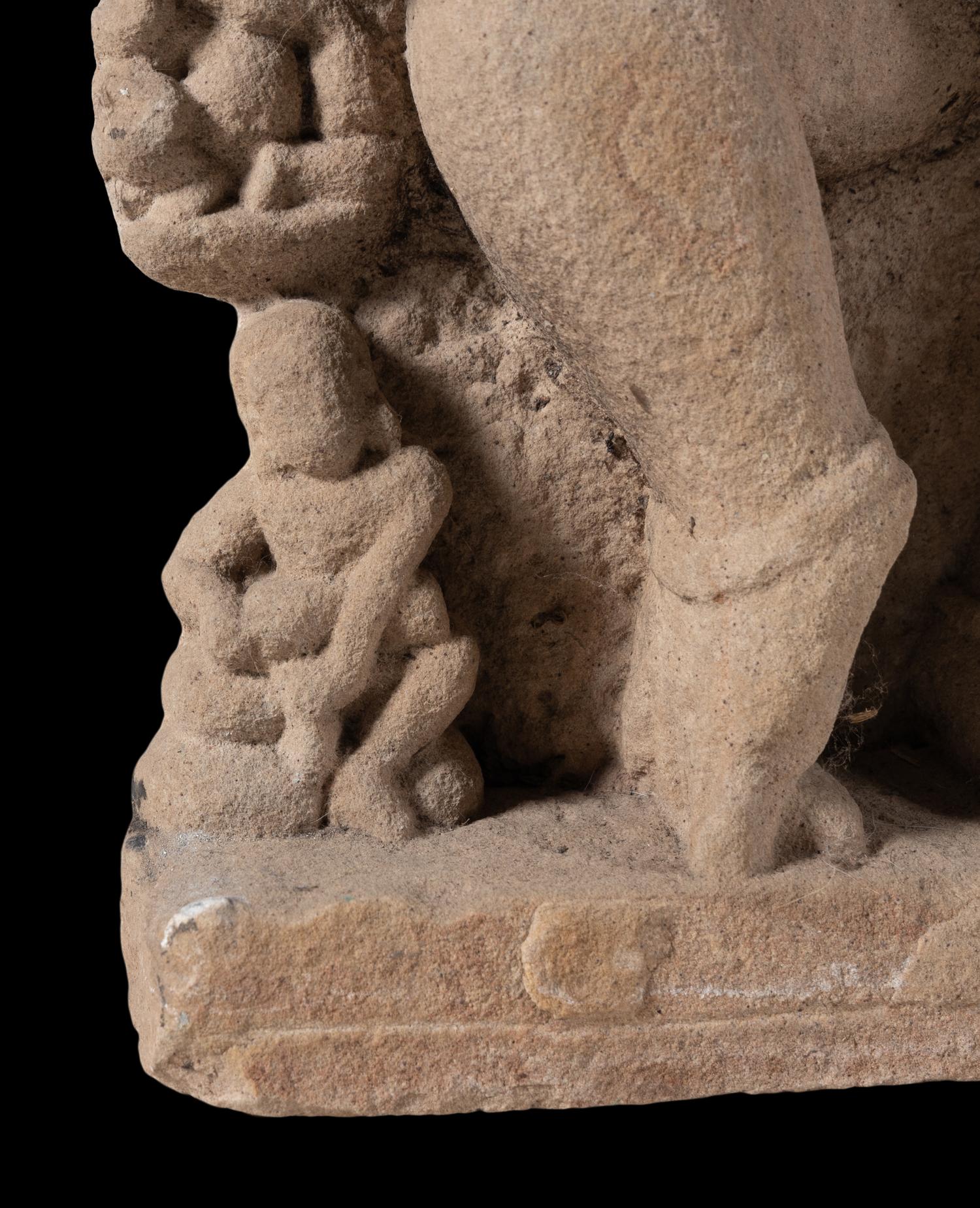 A Large Indian Stone Carving of a Ganesha