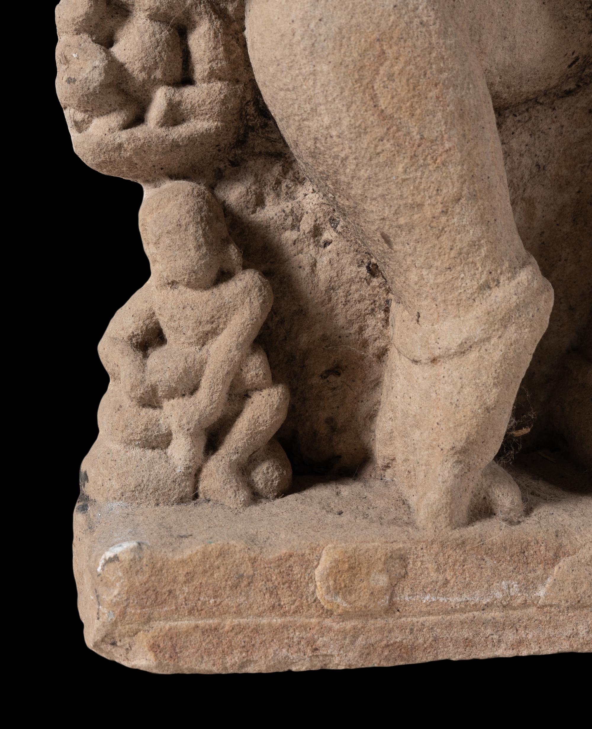 A Large Indian Stone Carving of a Ganesha