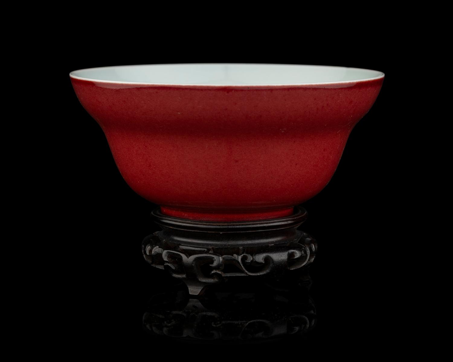 A Chinese Copper Red Glazed Porcelain Ogee Bowl