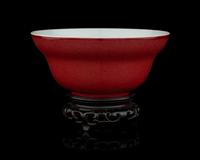 A Chinese Copper Red Glazed Porcelain Ogee Bowl