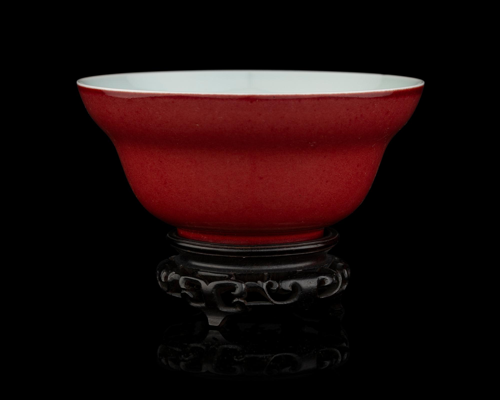 A Chinese Copper Red Glazed Porcelain Ogee Bowl