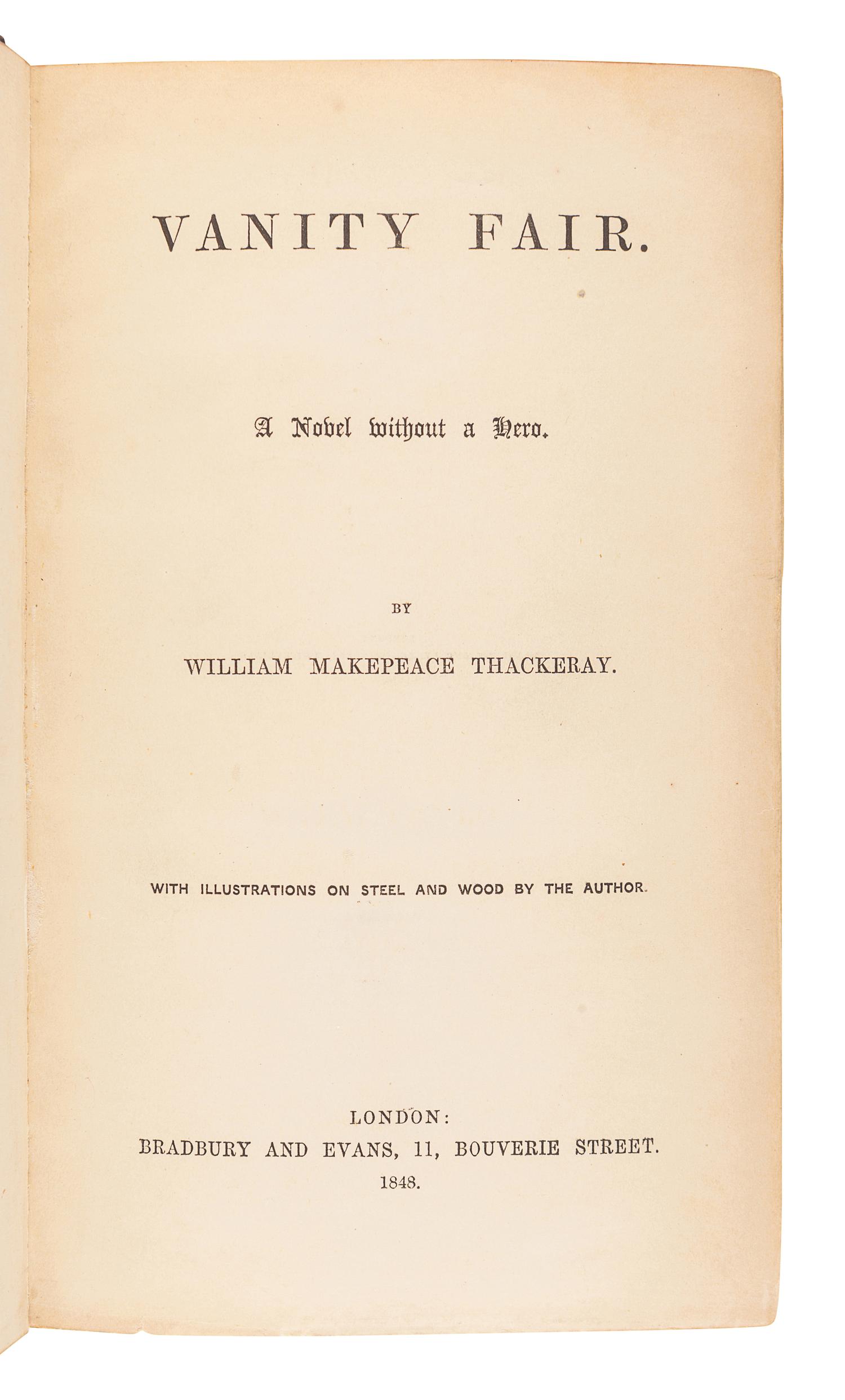 THACKERAY, William (1811-1863). Vanity Fair. London: Bradbury and Evans, 1848.