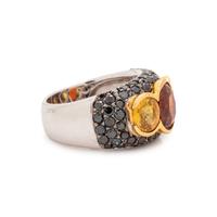 GEMSTONE AND BLACK DIAMOND RING